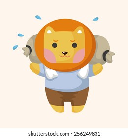 animal lion worker cartoon theme elements