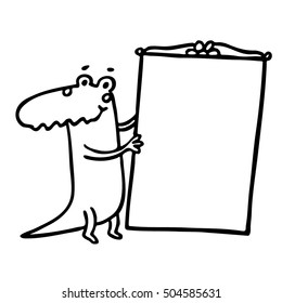 Animal. Lizard with frame. Vector graphic art for design.