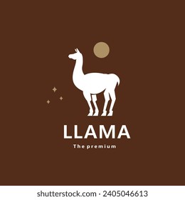 animal llama natural logo vector icon silhouette retro hipster