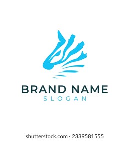 Animal logo. Blue icon company. Vector template with zebra head. African jungle