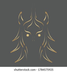 animal logo brand wild beast vector art illustration symbol gold line art concept