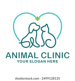 animal logo CAT AND DOG HEALTH CLINIC, line Vector Minimalist Style Creative Modern line Abstract Vector