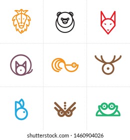 Animal logo collection, lion, bear, fox, cat, gold fish, deer, rabbit, owl, frog