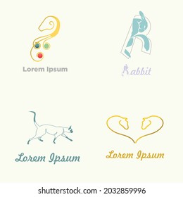 Animal logo collection, rabbit, Pet care,  cat, deer, horse symbol fit for logo icon