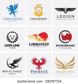 Animal Logo collection,Lion Logo,Rhino logo,Eagle Logo,Vector Logo Template