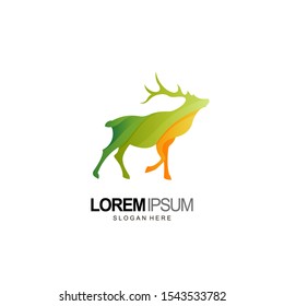 animal logo deer design and template