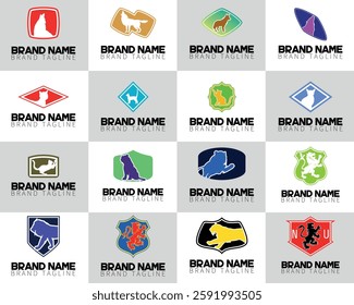 Animal Logo Design 16 Set: Creating Bold, Unique, and Memorable Logos That Capture Your Brand's Essence and Connect with Audiences Through Powerful Animal Imagery and Symbolism.