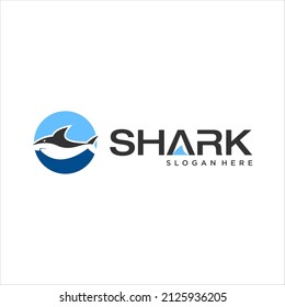 Animal Logo Design with Abstract Circle Shark Fish Inside