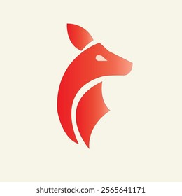 Animal logo design in geometric shape with red gradients and flat style