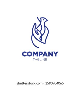 Animal Logo Design Minimalist Template; Brid in Hand Logo