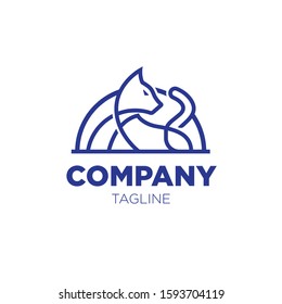 Animal Logo Design Minimalist Template; Dog, Cat Logo