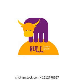 Animal logo. Editable logo template - icon of bull and text, isolated, white background. Vector illustration