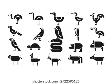 Elemento de conjunto de ícones de logotipo animal