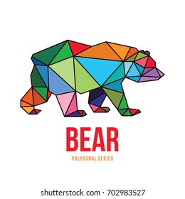 ANIMAL LOGO ICON SYMBOL TRIANGLE GEOMETRIC BEAR POLYGON