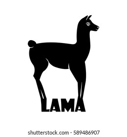 Animal logo Lama, Lama silhouette isolated on white background