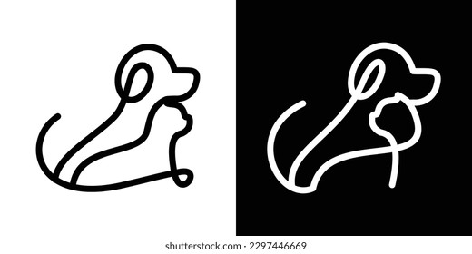 animal logo line dog and cat design icon vector illustration