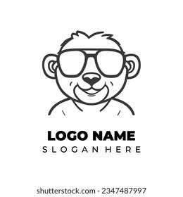 logo animal mono con línea de vidrio solar diseño de estilo de arte