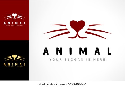 Animal Logo. Nose And Whiskers Vector. Pet Muzzle.