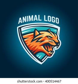 Animal logo on a dark background