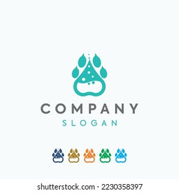 Animal logo, paw lab bottle jar logo design veterinary 