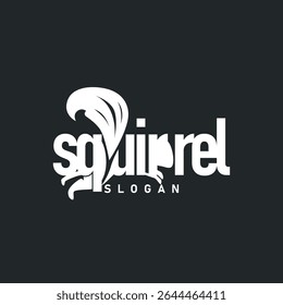 animal logo squirrel black silhouette design minimalist simple black and white design vintage concept as a symbol illustration template for brand or poster