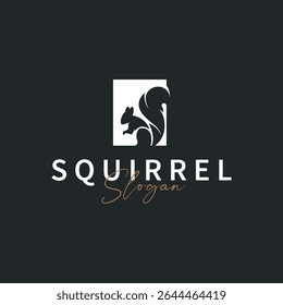 animal logo squirrel black silhouette design minimalist simple black and white design vintage concept as a symbol illustration template for brand or poster
