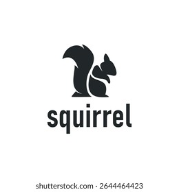 animal logo squirrel black silhouette design minimalist simple black and white design vintage concept as a symbol illustration template for brand or poster