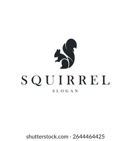 animal logo squirrel black silhouette design minimalist simple black and white design vintage concept as a symbol illustration template for brand or poster