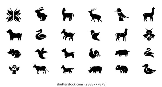 Animal logo template. Collection of animal logos. Isolated on White background