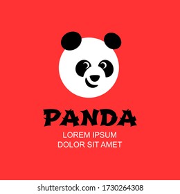 Vorlage des Tierlogos, Panda, Symbol und Text. Vektor-Abbildung