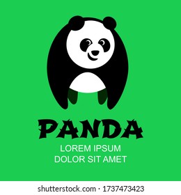 Animal logo template, panda bear icon and text. Vector illustration