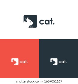 vector de logotipo animal, logotipo de gato aislado, concepto cuadrado