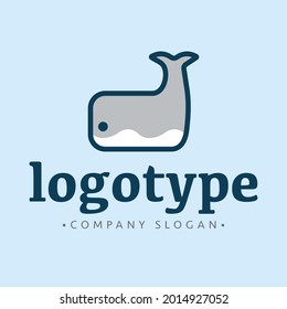 
Animal logo with whale vector illustration.