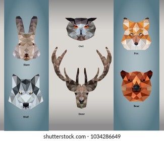 Animal Logos in Poly Low style