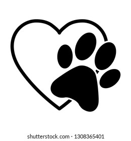 Animal Love Symbol Paw Print Heart Stock Vector (Royalty Free ...