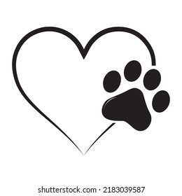 Animal Love Symbol Paw Print Heart Stock Vector (Royalty Free ...