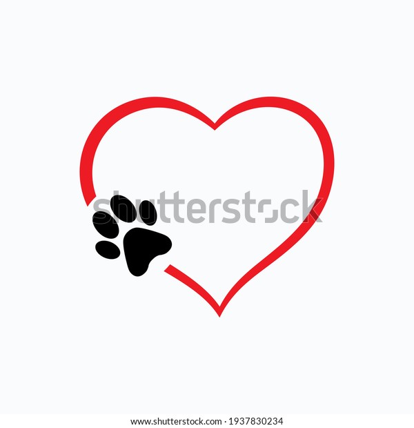 Animal Love Symbol Paw Print Heart Stock Vector (Royalty Free ...