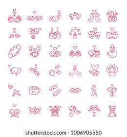 Animal love valentine icon set, vector illustration.