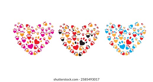 Animal lover pattern with heart colorful vector 