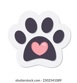 Animal lover paw print with heart illustration graphic icon