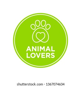 Animal lovers icon. Green round icon.
