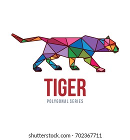 ANIMAL LOW POLY LOGO ICON SYMBOL TRIANGLE GEOMETRIC TIGER POLYGON