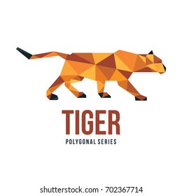 ANIMAL LOW POLY LOGO ICON SYMBOL TRIANGLE GEOMETRIC TIGER POLYGON