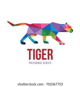 ANIMAL LOW POLY LOGO ICON SYMBOL TRIANGLE GEOMETRIC TIGER POLYGON