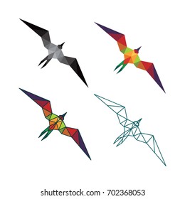 ANIMAL LOW POLY LOGO ICON SYMBOL TRIANGLE GEOMETRIC SWALLOW BIRD POLYGON SET
