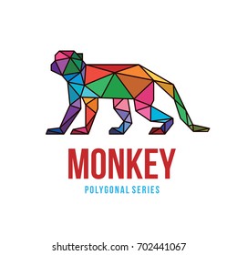 ANIMAL LOW POLY LOGO ICON SYMBOL TRIANGLE GEOMETRIC MONKEY POLYGONAL