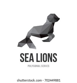 ANIMAL LOW POLY LOGO ICON TRIANGLE GEOMETRIC SEA LIONS POLYGONAL