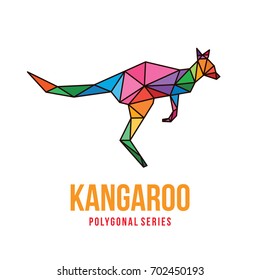 ANIMAL LOW POLY LOGO ICON TRIANGLE GEOMETRIC MARSUPIAL KANGAROO POLYGONAL