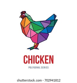 ANIMAL LOW POLY LOGO ICON TRIANGLE GEOMETRIC ROOSTER HEN CHICKEN POLYGON