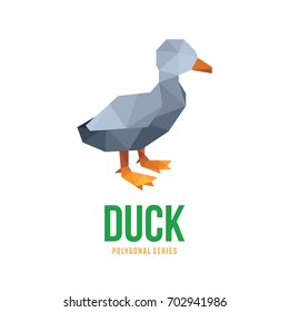 ANIMAL LOW POLY LOGO ICON TRIANGLE GEOMETRIC DUCK POLYGON